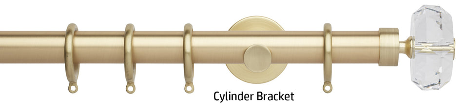 Neo Premium 28mm Curtain Pole, Gold, Clear Faceted Ellipse