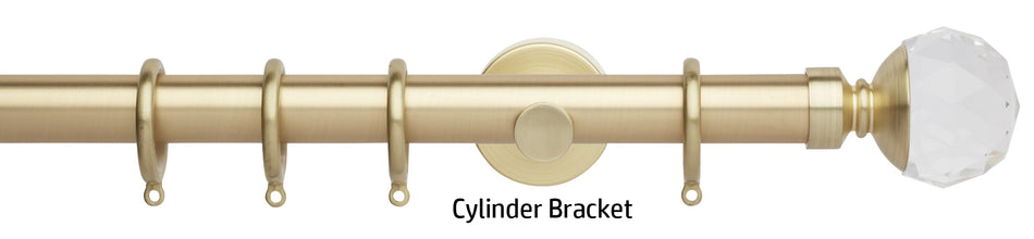 Neo Premium 28mm Curtain Pole, Gold, Clear Faceted Ball