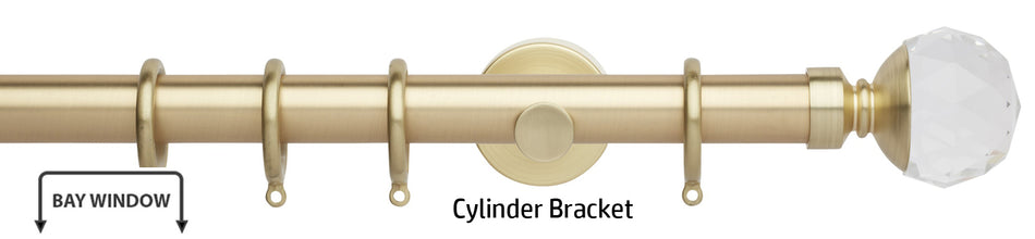 Neo Premium 35mm Bay Window Pole, Gold, Clear Faceted Ball