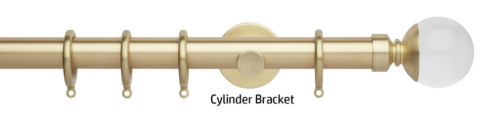 Neo Premium 28mm Curtain Pole, Gold, Clear Ball