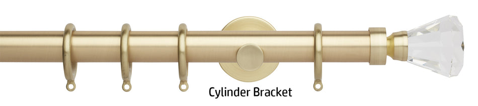 Neo Premium 28mm Curtain Pole, Gold, Clear Faceted Trumpet