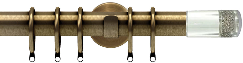 Speedy Poles Apart 28mm Pole Cylinder Antique Brass, Diamante