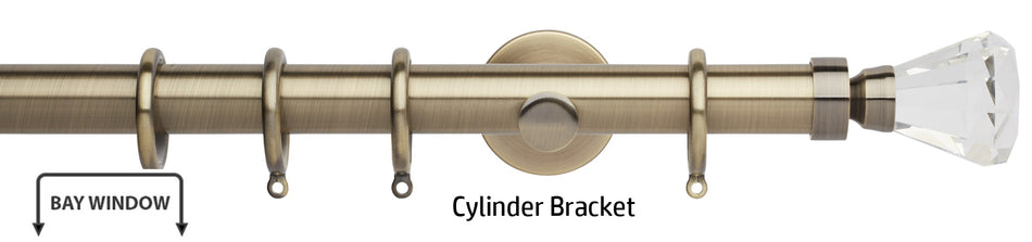 Neo Premium 35mm Bay Window Pole, Spun Brass, Faceted Trumpet