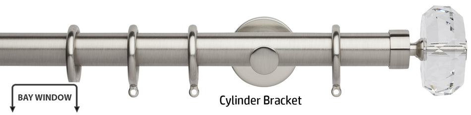 Neo Premium 35mm Bay Window Pole, Stainless Steel, Faceted Ellipse