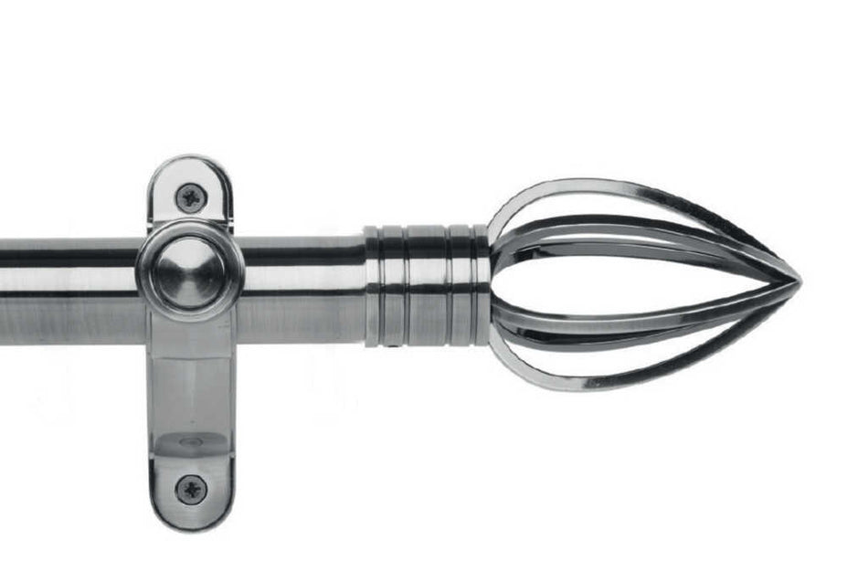 Galleria Metals 35mm Eyelet Pole Brushed Silver Caged Spear