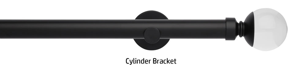 Neo Premium 28mm Eyelet Curtain Pole, Matt Black, Clear Ball