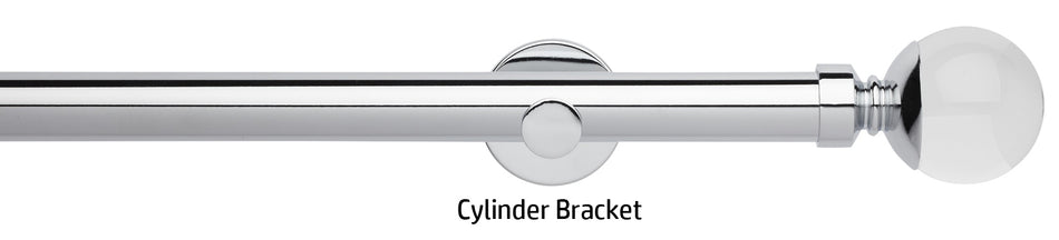 Neo Premium 28mm Eyelet Curtain Pole, Chrome, Clear Ball