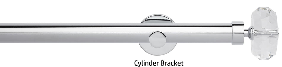 Neo Premium 28mm Eyelet Curtain Pole, Chrome, Clear Faceted Ellipse