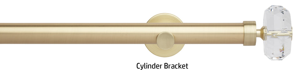 Neo Premium 28mm Eyelet Curtain Pole, Gold, Clear Faceted Ellipse