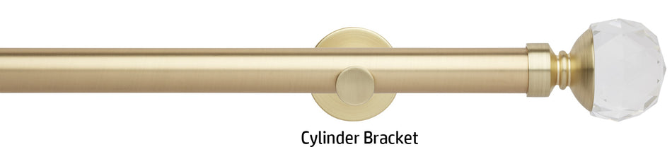 Neo Premium 28mm Eyelet Curtain Pole, Gold, Clear Faceted Ball