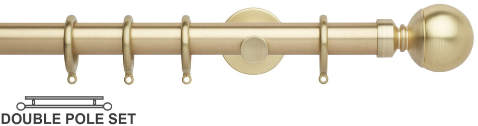 Neo 28mm Double Curtain Pole, Gold, Ball