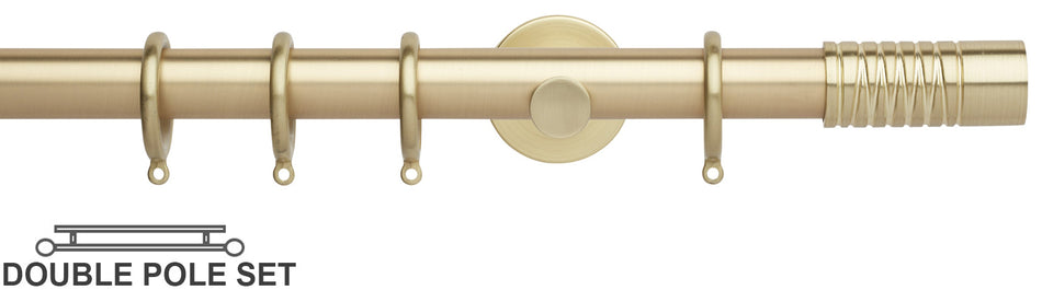 Neo 28mm Double Curtain Pole, Gold, Wired Barrel