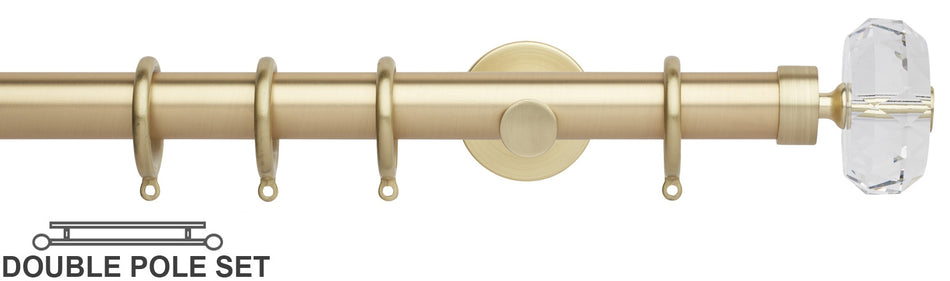 Neo Premium 28mm Double Curtain Pole, Gold, Faceted Ellipse