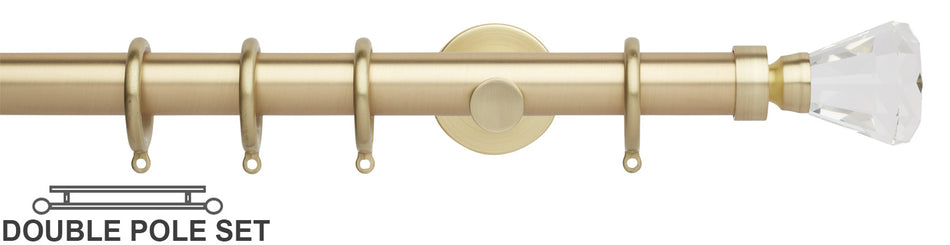Neo Premium 28mm Double Curtain Pole, Gold, Faceted Trumpet