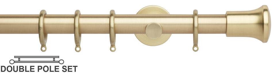 Neo 28mm Double Curtain Pole, Gold, Trumpet