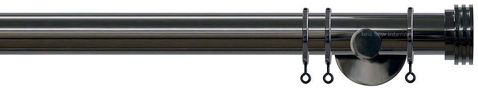 Jones Strand 35mm Pole Black Nickel, Ribbed End Stopper