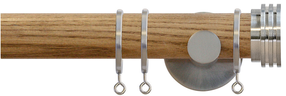 Jones Strand 35mm Wood Pole Light Oak, Matt Nickel Ribbed End Stop
