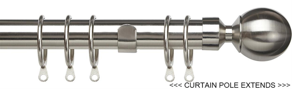 Speedy Pristine 25mm-28mm Extendable Pole Satin Silver, Ball