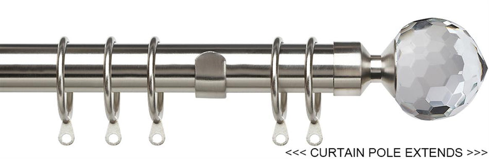 Speedy Pristine 25mm-28mm Extendable Pole Satin Silver, Crystal