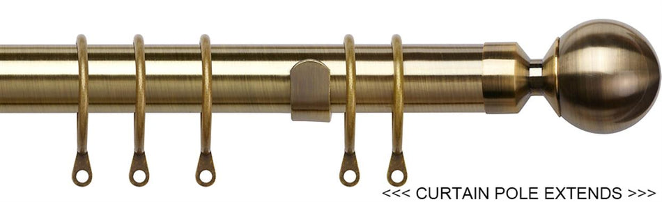 Speedy Pristine 25mm-28mm Extendable Pole Antique Brass, Ball