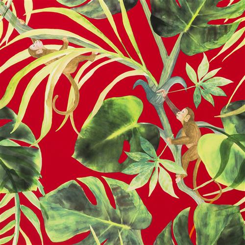 Clarke & Clarke Colony Monkey Business Rouge Wallpaper