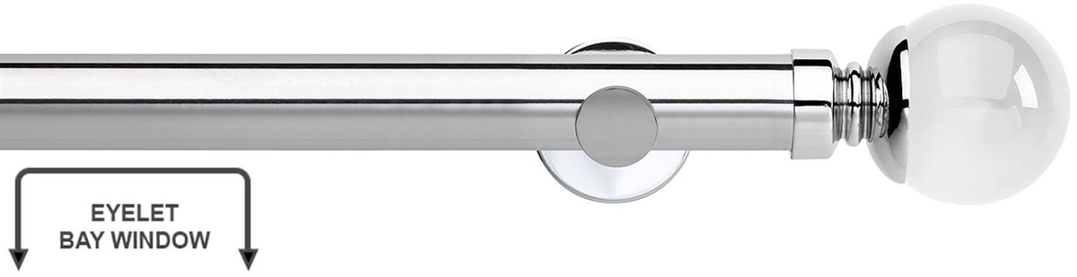 Neo Premium 35mm Eyelet Bay Window Pole Chrome Clear Glass Ball
