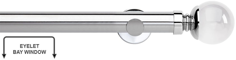 Neo Premium 35mm Eyelet Bay Window Pole Chrome Clear Glass Ball