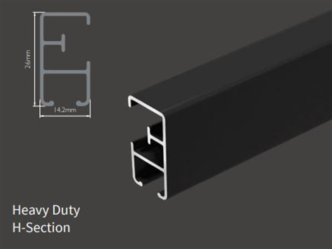 Renaissance Heavy Duty H-Section Aluminium Curtain Track, Black