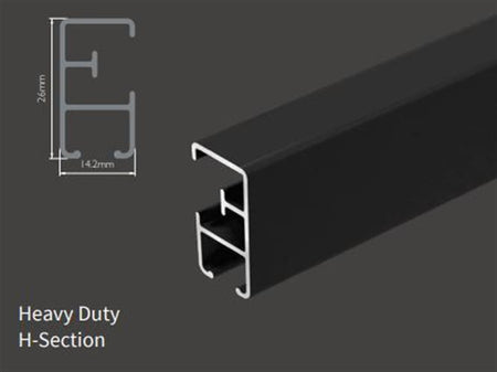 Renaissance Heavy Duty H-Section Aluminium Curtain Track, Black