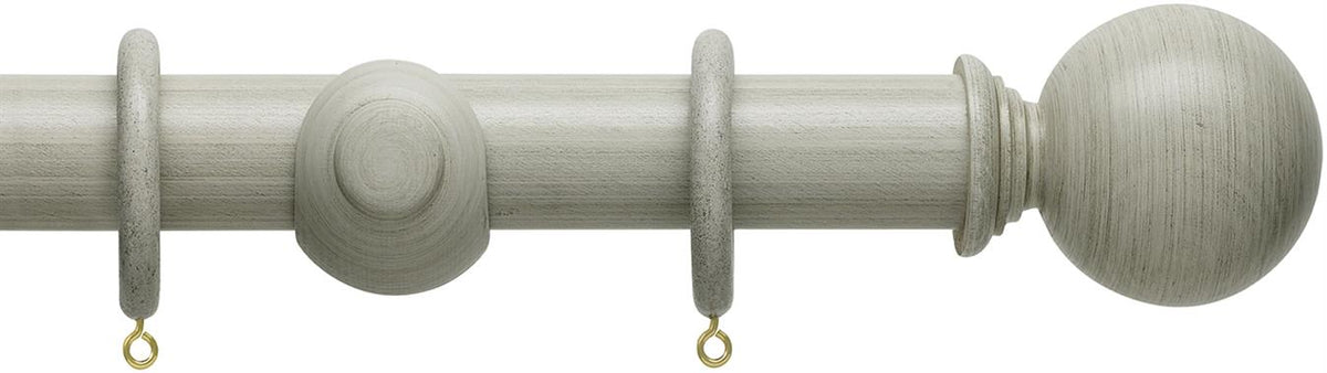 Hallis Origins 45mm Wood Pole, Flint Grey, Ball Finial