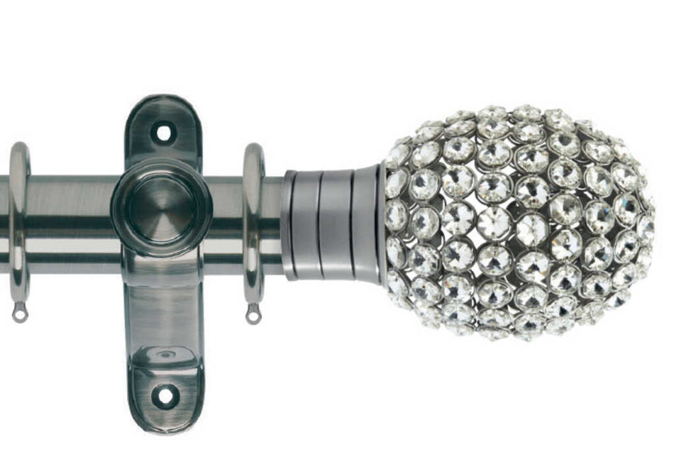 Galleria 35mm Pole Brushed Silver Clear Jewelled Bulb