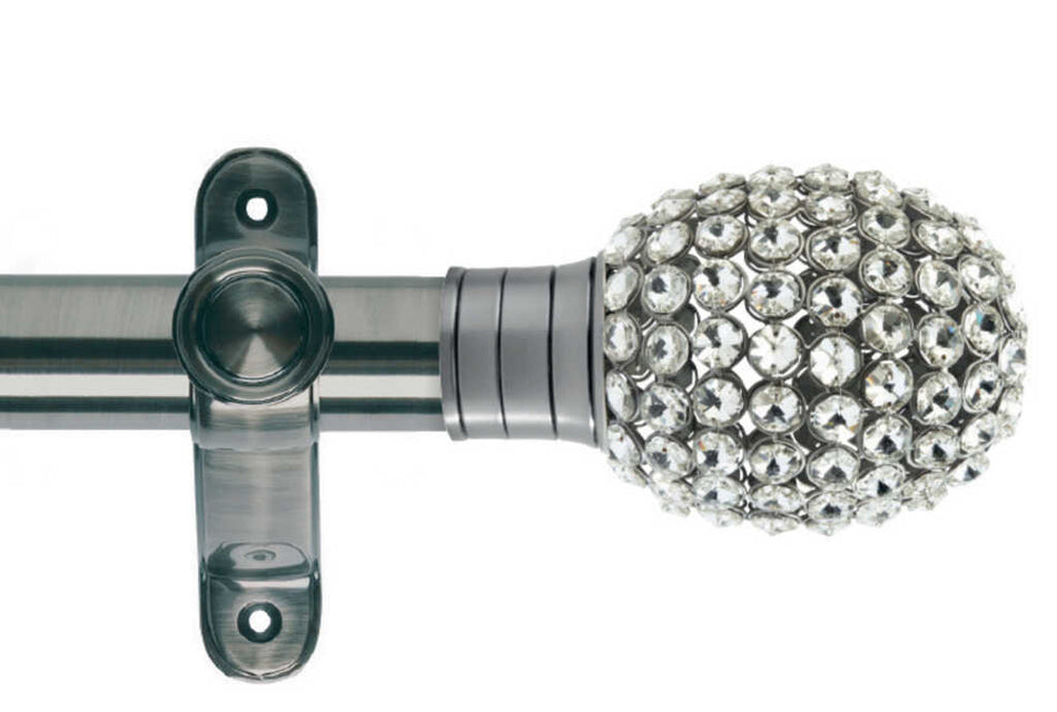 Galleria 35mm Eyelet Pole Brushed Silver Clear Jewelled Bulb