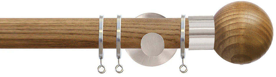 Jones Strand 35mm Wood Pole Light Oak, Matt Nickel, Oak Ball