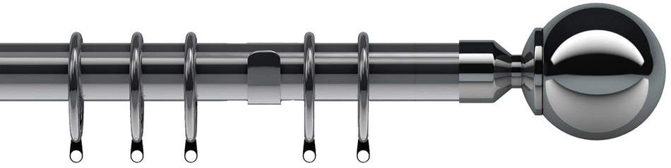 Speedy Poles Apart 28mm Curtain Pole, Polished Graphite, Ball