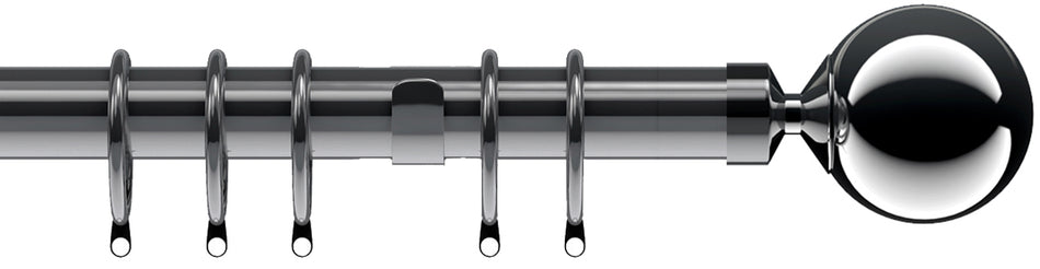 Speedy Poles Apart 28mm Curtain Pole, Polished Graphite, Sphere