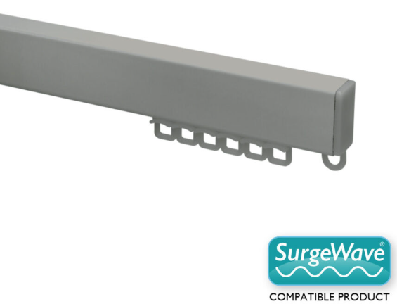 Renaissance Heavy Duty H-Section Aluminium Curtain Track, Surge, Silver Anodised