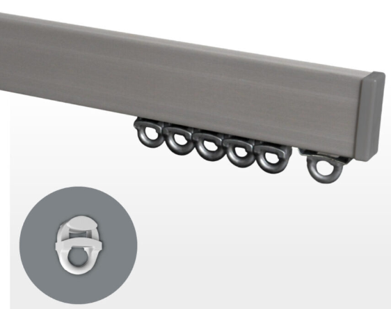 Renaissance Principal H-Section Aluminium Curtain Track, Anodised Silver