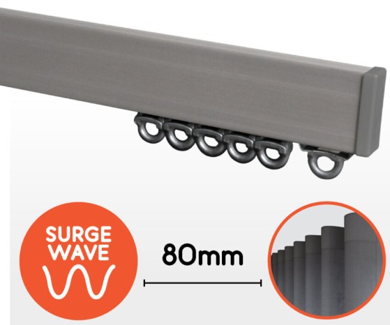 Renaissance Principal H-Section Aluminium Surge Curtain Track, Anodised Silver