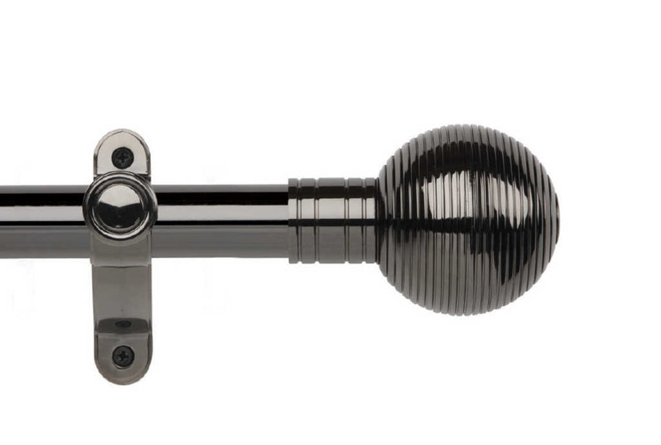 Galleria Metals 35mm Eyelet Pole Black Nickel Ribbed Ball