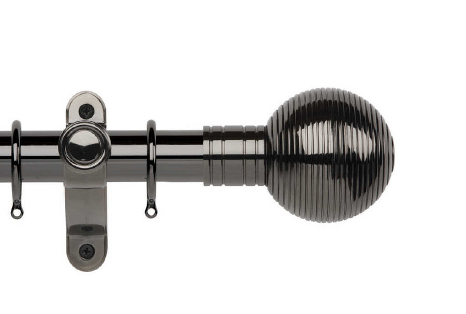 Galleria Metals 35mm Pole Black Nickel Ribbed Ball