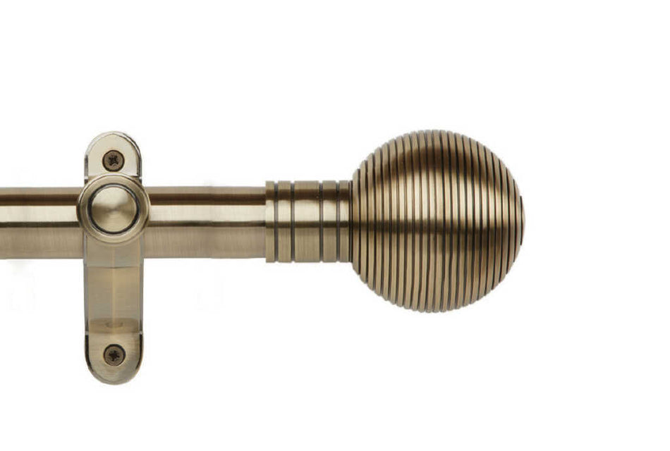 Galleria Metals 35mm Eyelet Pole Burnished Brass Ribbed Ball