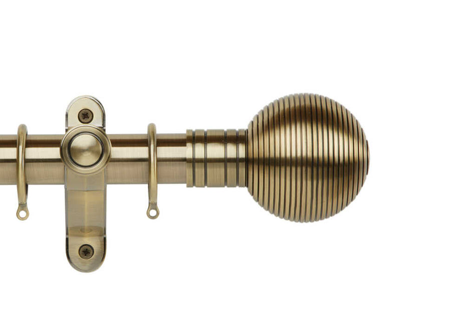 Galleria Metals 50mm Pole Burnished Brass Ribbed Ball