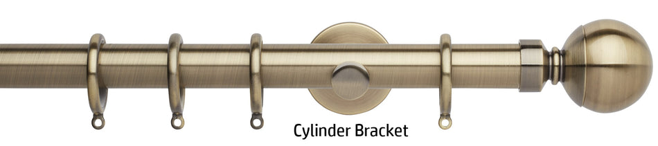 Neo 28mm Curtain Pole, Spun Brass, Ball Finial