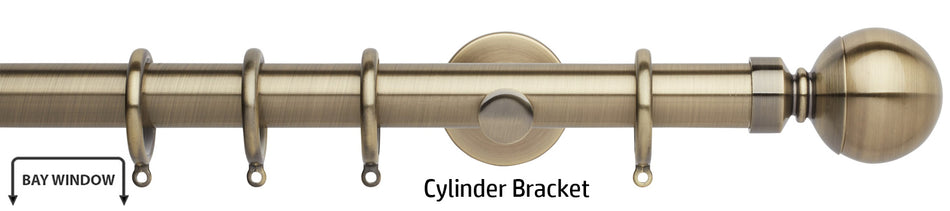 Neo 28mm Bay Window Pole Spun Brass, Ball