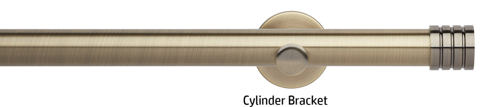 Neo 28mm Eyelet Curtain Pole, Spun Brass, Stud Finial