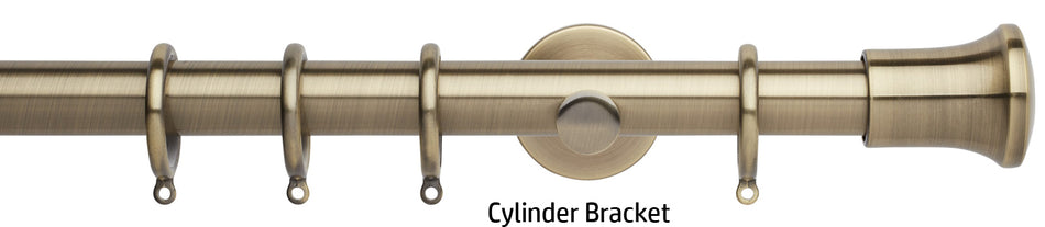 Neo 28mm Curtain Pole, Spun Brass, Trumpet Finial