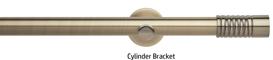 Neo 28mm Eyelet Curtain Pole, Spun Brass, Wired Barrel Finial