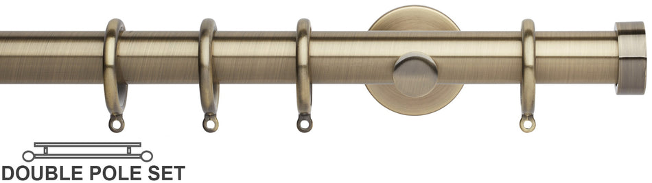 Neo 28mm Double Curtain Pole, Spun Brass, Endcap