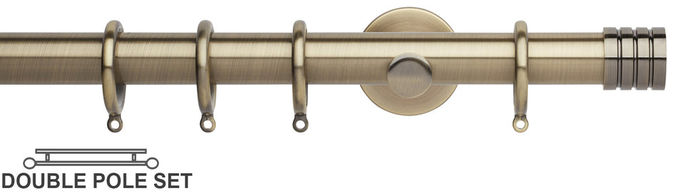 Neo 28mm Double Curtain Pole, Spun Brass, Stud