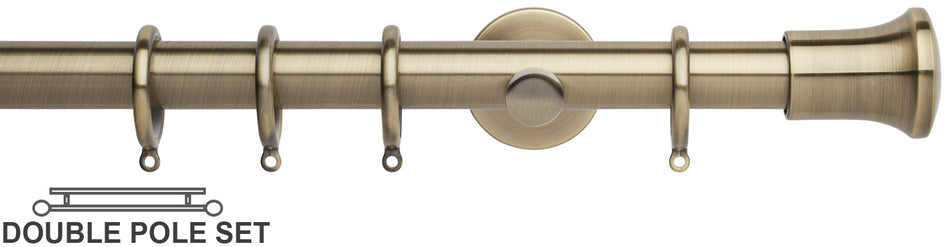 Neo 28mm Double Curtain Pole, Spun Brass, Trumpet